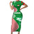 Germany Heligoland Short Sleeve Bodycon Dress with Fish Illustration and Red Green Wave - Wonder Print Shop