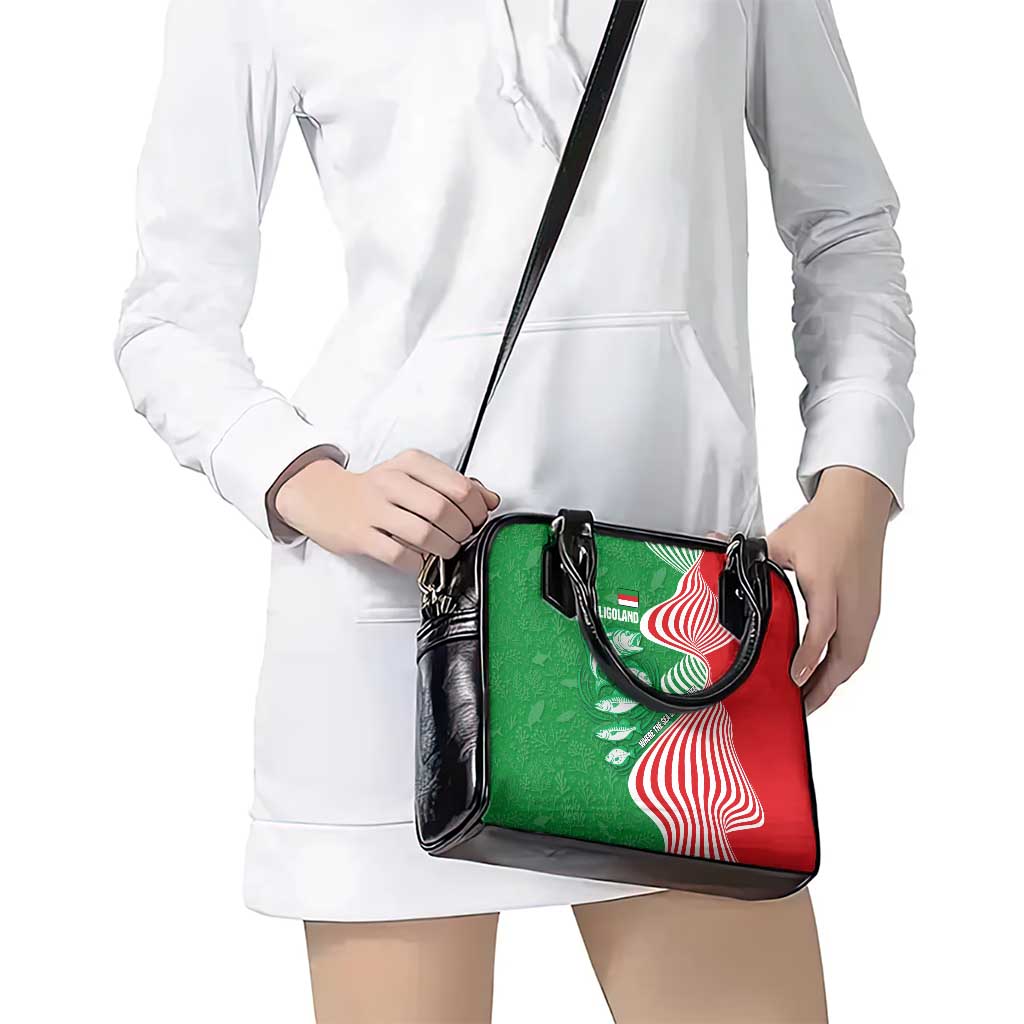 Germany Heligoland Shoulder Handbag with Fish Illustration and Red Green Wave - Wonder Print Shop