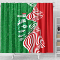 Germany Heligoland Shower Curtain with Fish Illustration and Red Green Wave - Wonder Print Shop