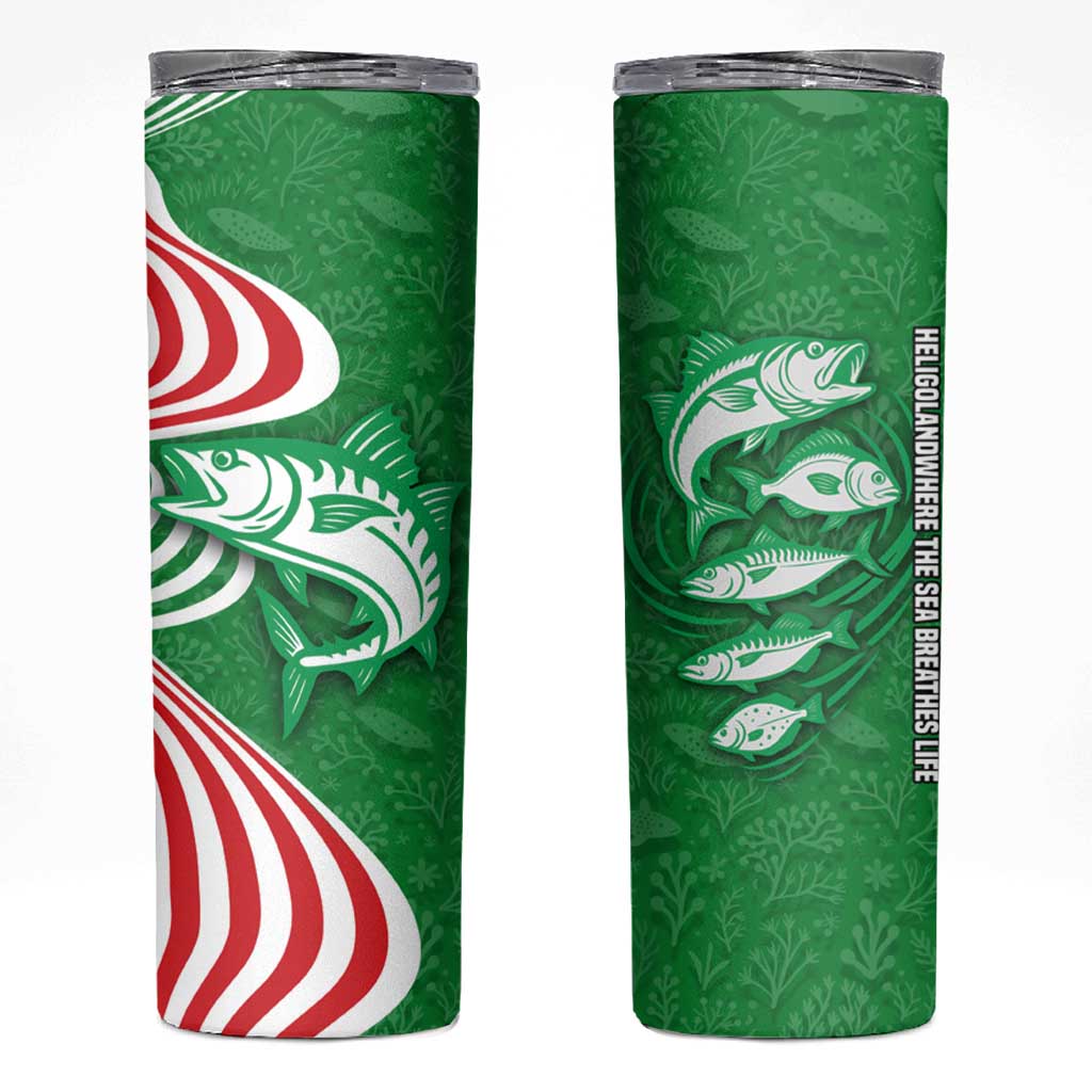 Germany Heligoland Skinny Tumbler with Fish Illustration and Red Green Wave - Wonder Print Shop