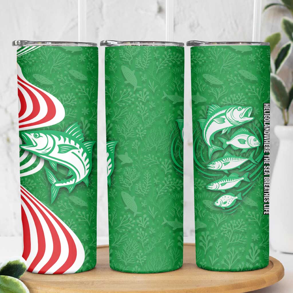 Germany Heligoland Skinny Tumbler with Fish Illustration and Red Green Wave - Wonder Print Shop