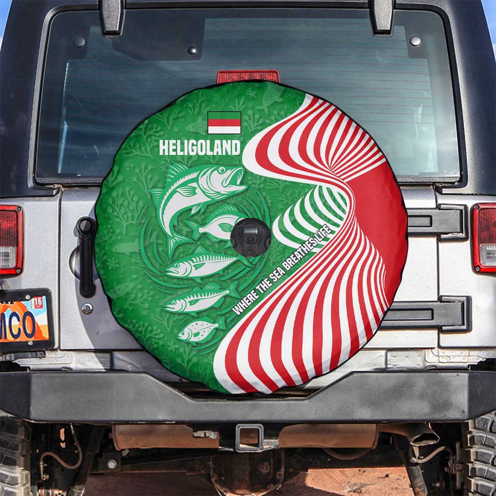 Germany Heligoland Spare Tire Cover with Fish Illustration and Red Green Wave - Wonder Print Shop