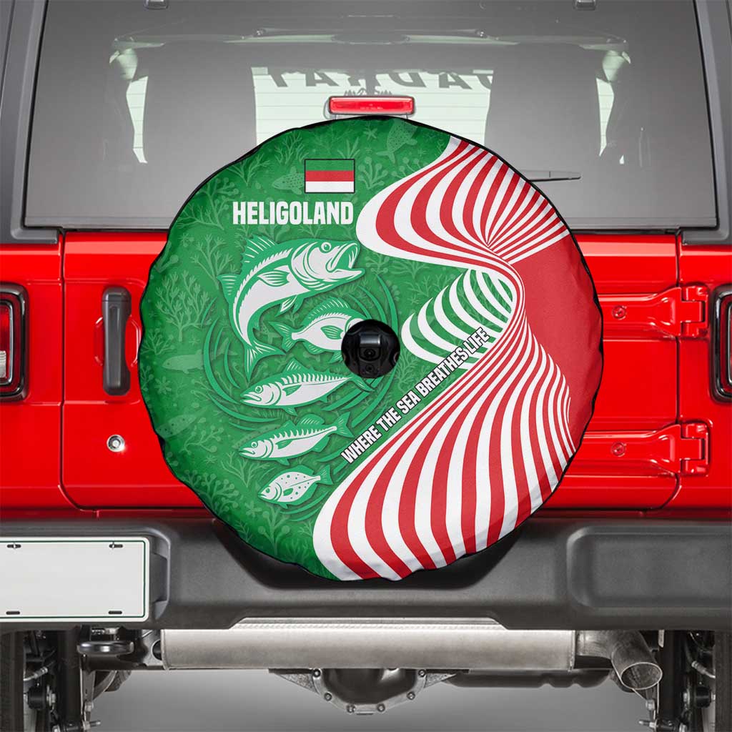 Germany Heligoland Spare Tire Cover with Fish Illustration and Red Green Wave - Wonder Print Shop