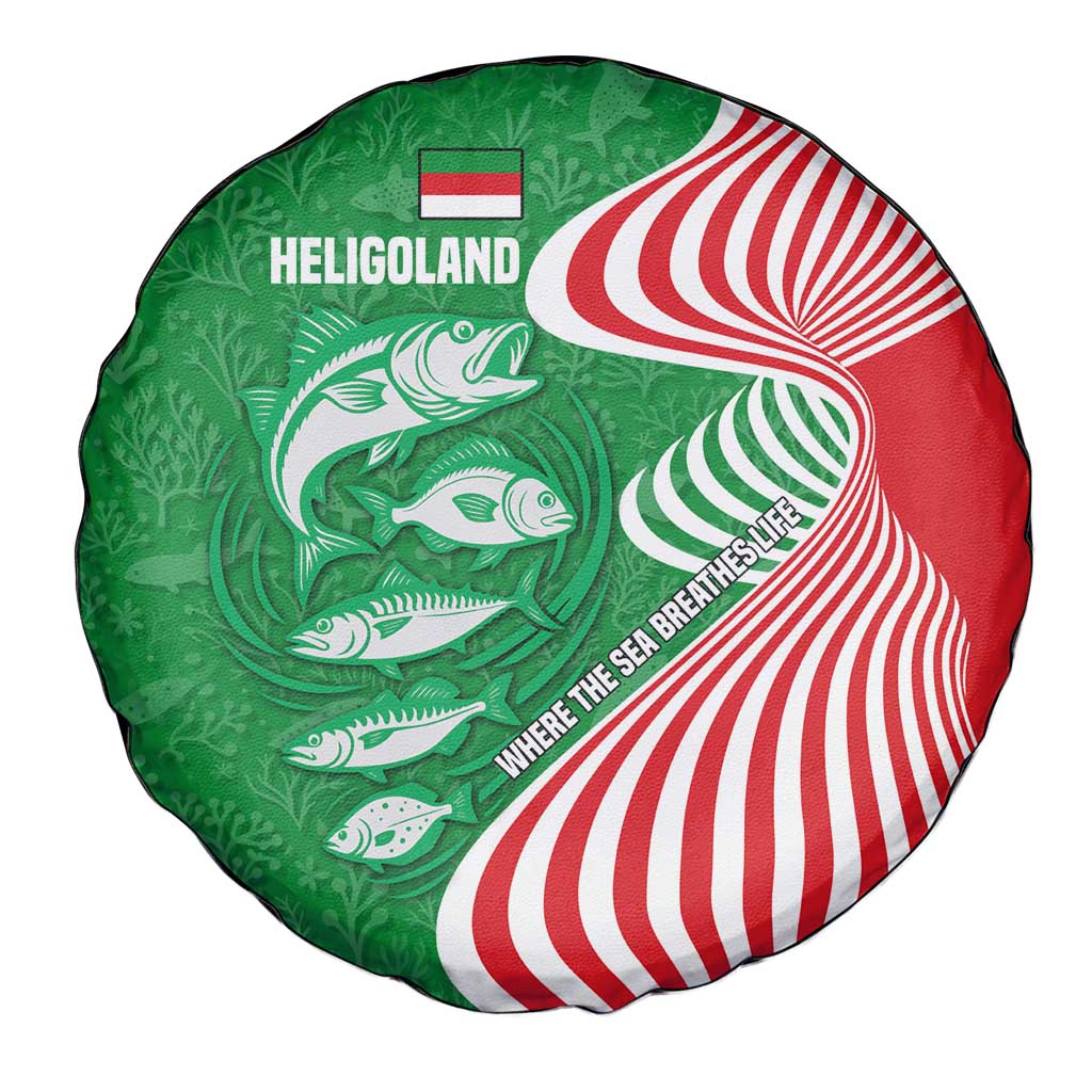 Germany Heligoland Spare Tire Cover with Fish Illustration and Red Green Wave - Wonder Print Shop