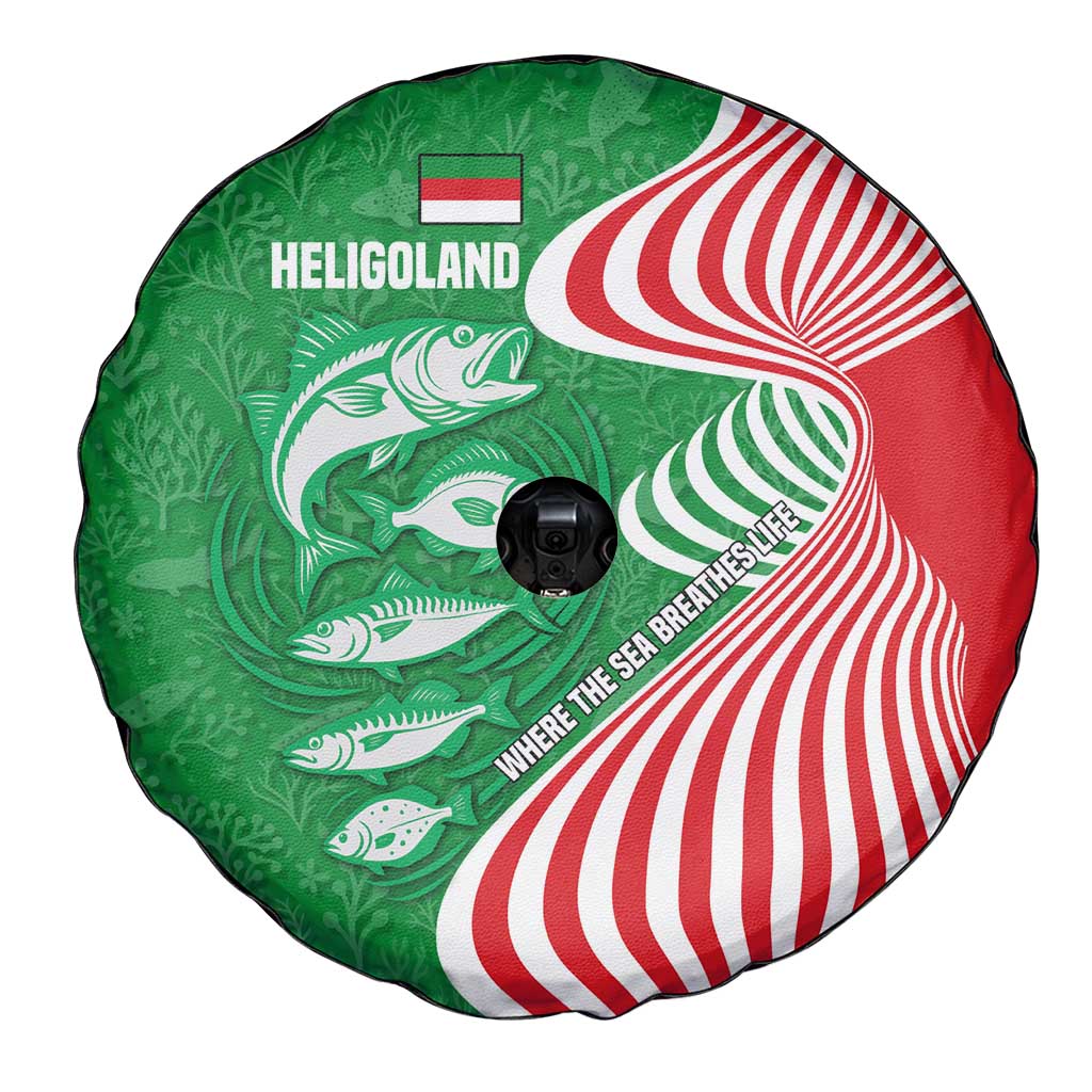 Germany Heligoland Spare Tire Cover with Fish Illustration and Red Green Wave - Wonder Print Shop