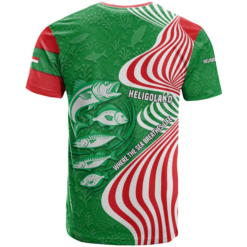 Germany Heligoland T Shirt with Fish Illustration and Red Green Wave - Wonder Print Shop