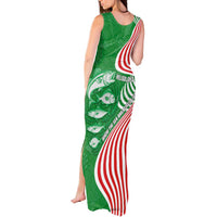 Germany Heligoland Tank Maxi Dress with Fish Illustration and Red Green Wave - Wonder Print Shop