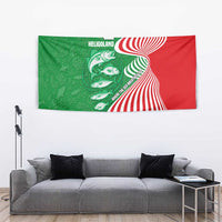 Germany Heligoland Tapestry with Fish Illustration and Red Green Wave - Wonder Print Shop