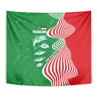 Germany Heligoland Tapestry with Fish Illustration and Red Green Wave - Wonder Print Shop