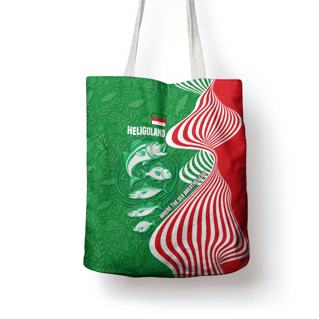 Germany Heligoland Tote Bag with Fish Illustration and Red Green Wave - Wonder Print Shop