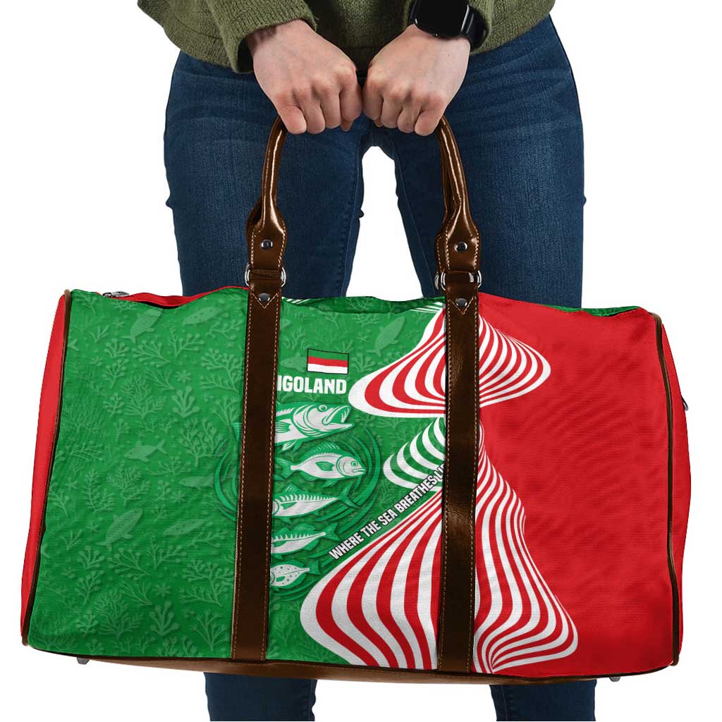 Germany Heligoland Travel Bag with Fish Illustration and Red Green Wave - Wonder Print Shop