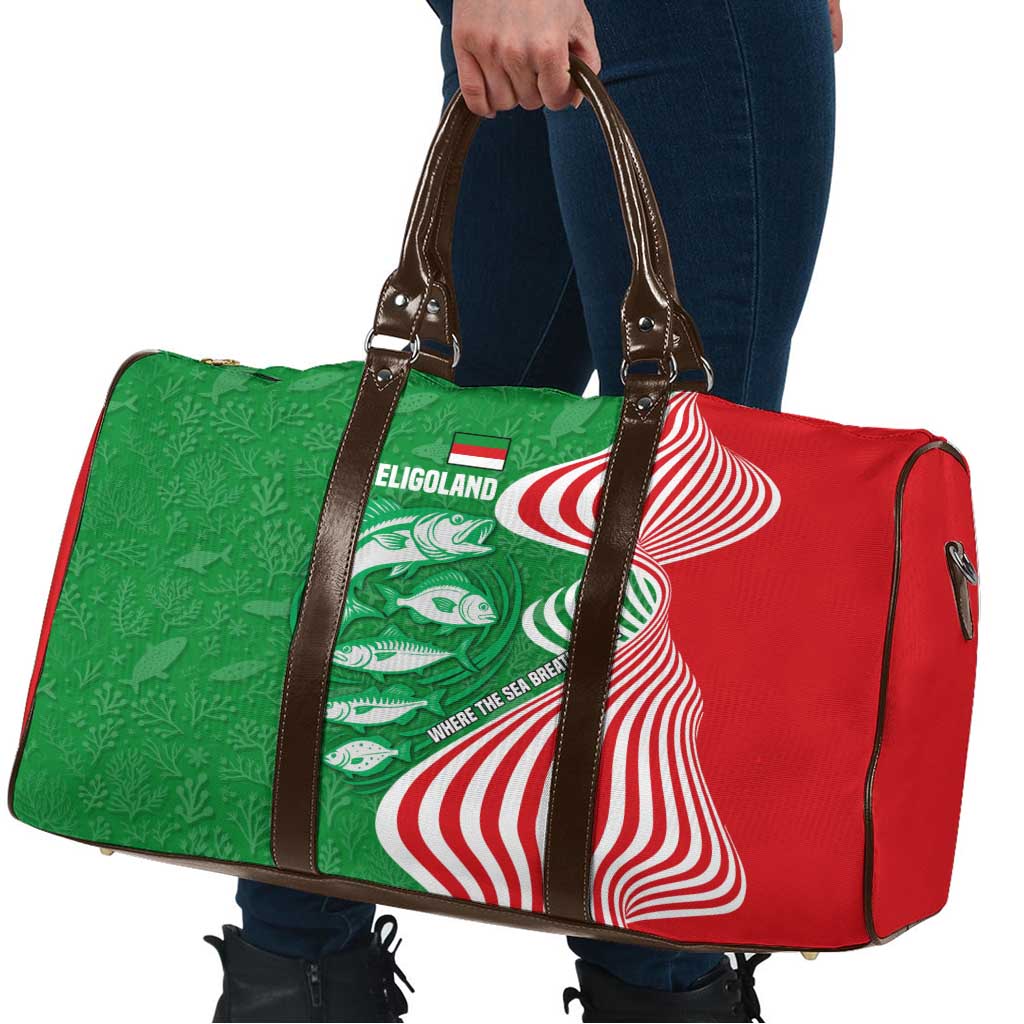 Germany Heligoland Travel Bag with Fish Illustration and Red Green Wave - Wonder Print Shop