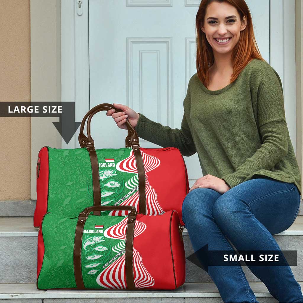Germany Heligoland Travel Bag with Fish Illustration and Red Green Wave - Wonder Print Shop