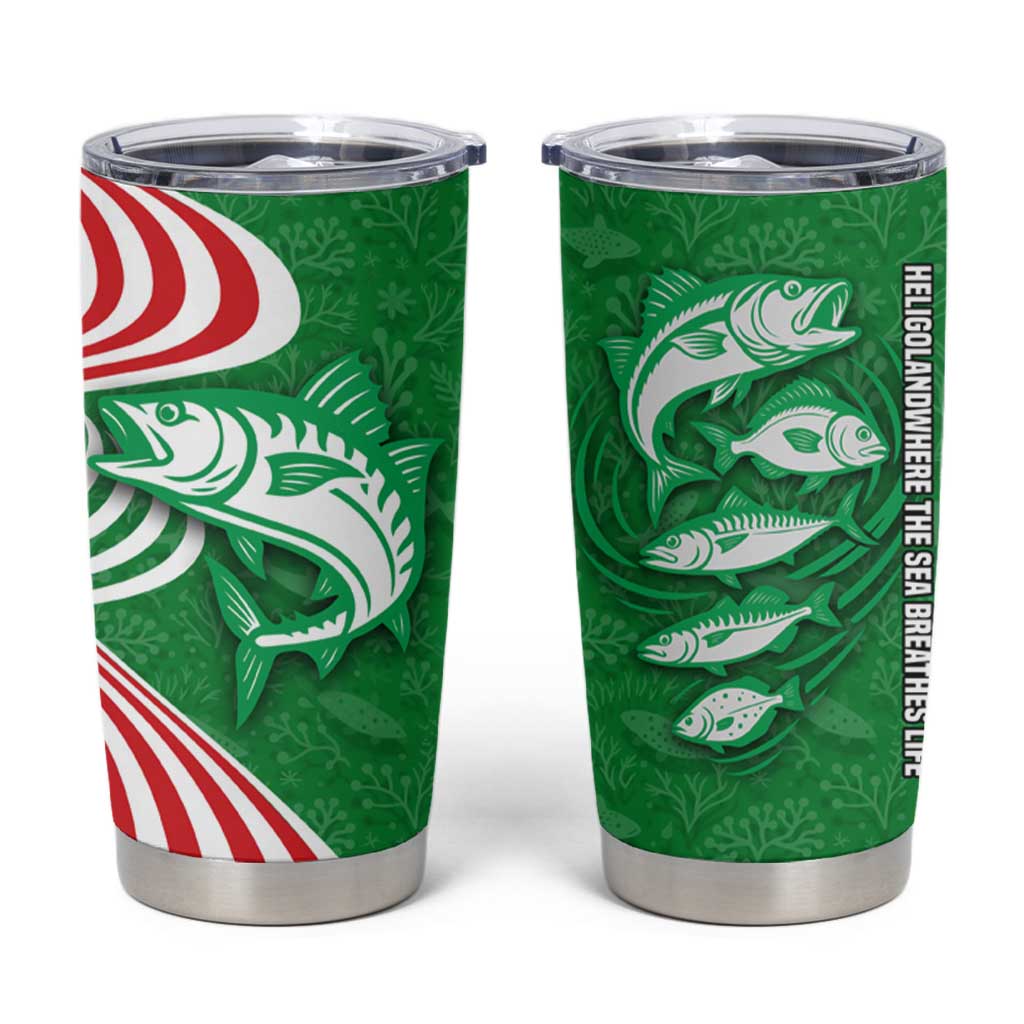 Germany Heligoland Tumbler Cup with Fish Illustration and Red Green Wave - Wonder Print Shop