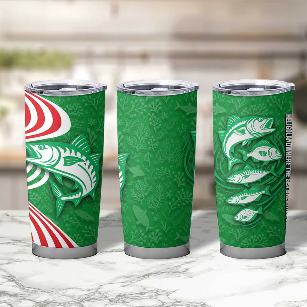 Germany Heligoland Tumbler Cup with Fish Illustration and Red Green Wave - Wonder Print Shop