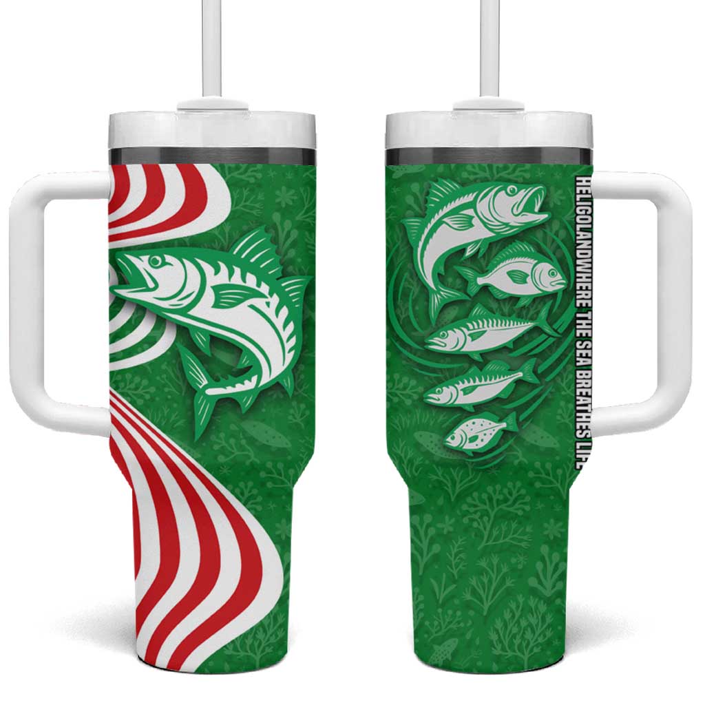 Germany Heligoland Tumbler With Handle with Fish Illustration and Red Green Wave - Wonder Print Shop