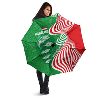 Germany Heligoland Umbrella with Fish Illustration and Red Green Wave - Wonder Print Shop