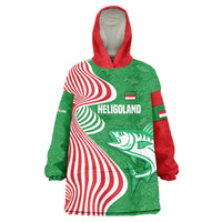 Germany Heligoland Wearable Blanket Hoodie with Fish Illustration and Red Green Wave - Wonder Print Shop