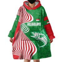 Germany Heligoland Wearable Blanket Hoodie with Fish Illustration and Red Green Wave - Wonder Print Shop
