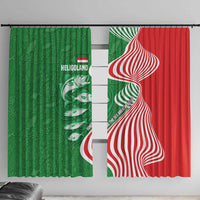 Germany Heligoland Window Curtain with Fish Illustration and Red Green Wave - Wonder Print Shop