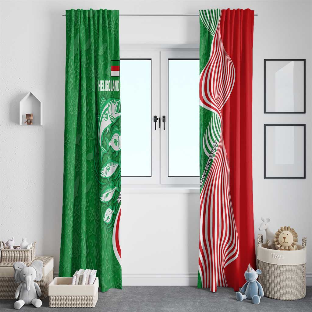 Germany Heligoland Window Curtain with Fish Illustration and Red Green Wave - Wonder Print Shop