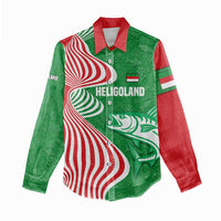 Germany Heligoland Women Casual Shirt with Fish Illustration and Red Green Wave - Wonder Print Shop