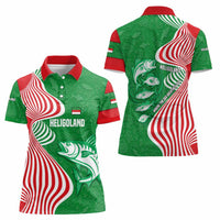 Germany Heligoland Women Polo Shirt with Fish Illustration and Red Green Wave - Wonder Print Shop