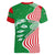 Germany Heligoland Women V-Neck T-Shirt with Fish Illustration and Red Green Wave - Wonder Print Shop