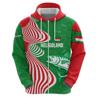 Germany Heligoland Zip Hoodie with Fish Illustration and Red Green Wave - Wonder Print Shop