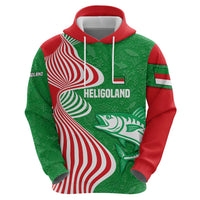 Germany Heligoland Zip Hoodie with Fish Illustration and Red Green Wave - Wonder Print Shop