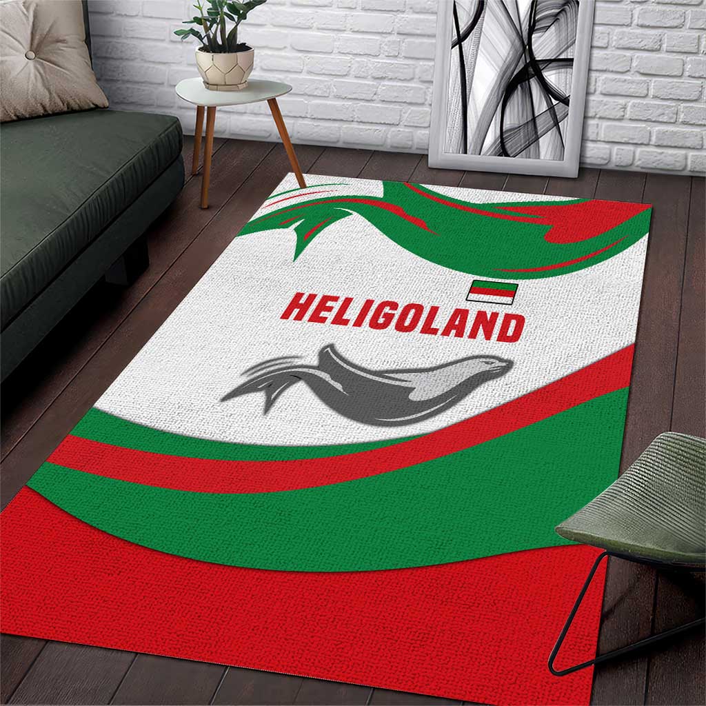 Germany Heligoland Area Rug with Seal Graphic and Red Green Wave Nature - Wonder Print Shop