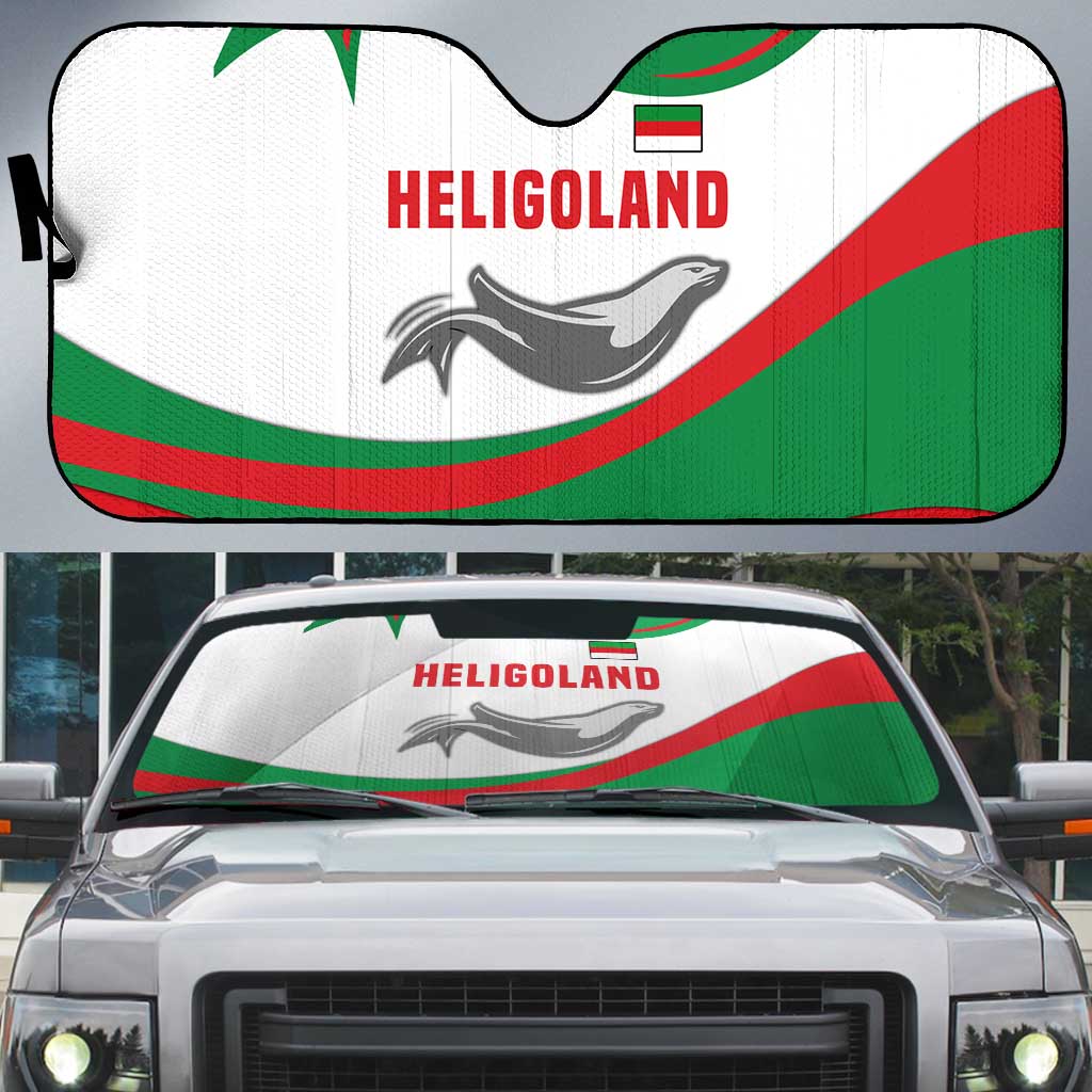Germany Heligoland Auto Sun Shade with Seal Graphic and Red Green Wave Nature - Wonder Print Shop