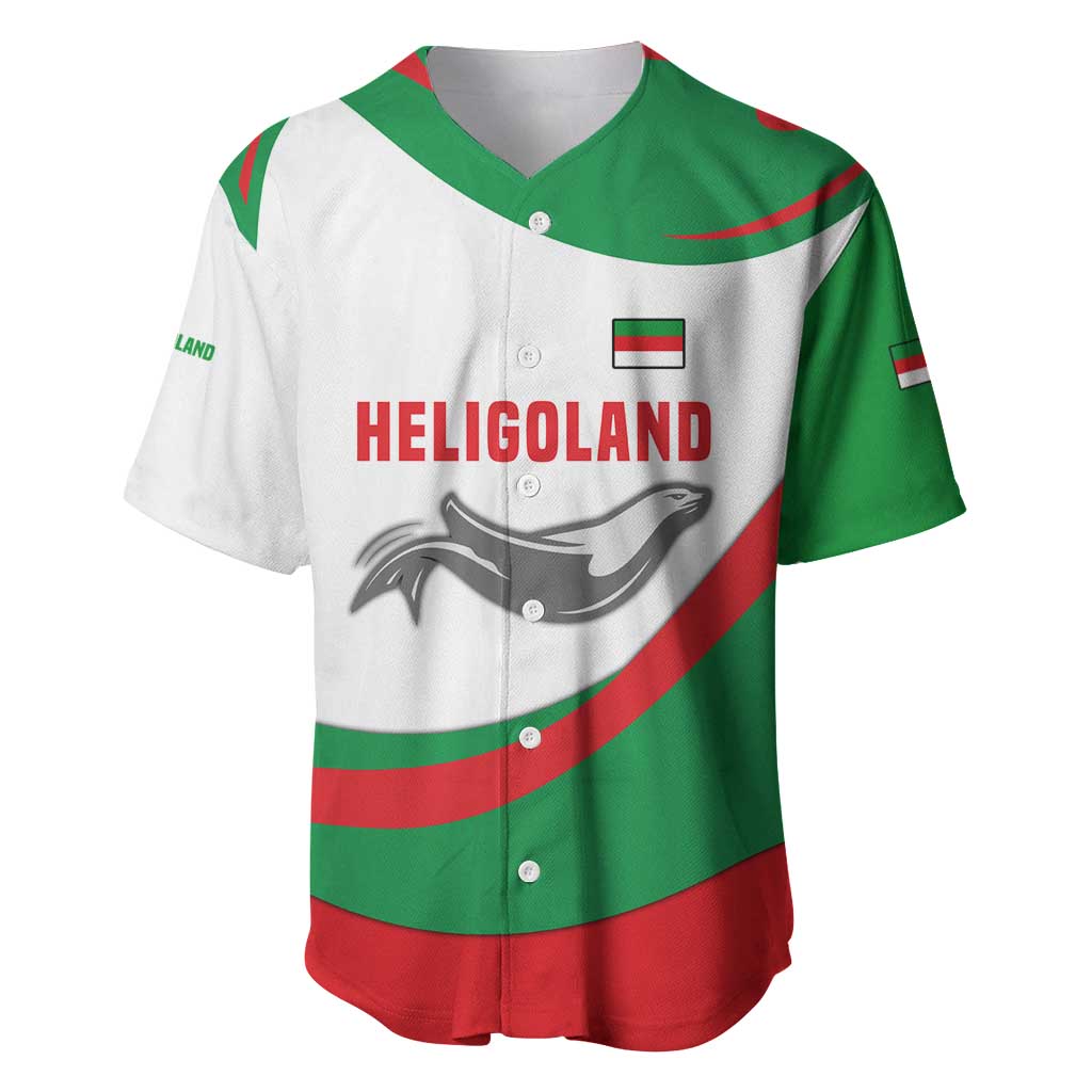 Germany Heligoland Baseball Jersey with Seal Graphic and Red Green Wave Nature - Wonder Print Shop