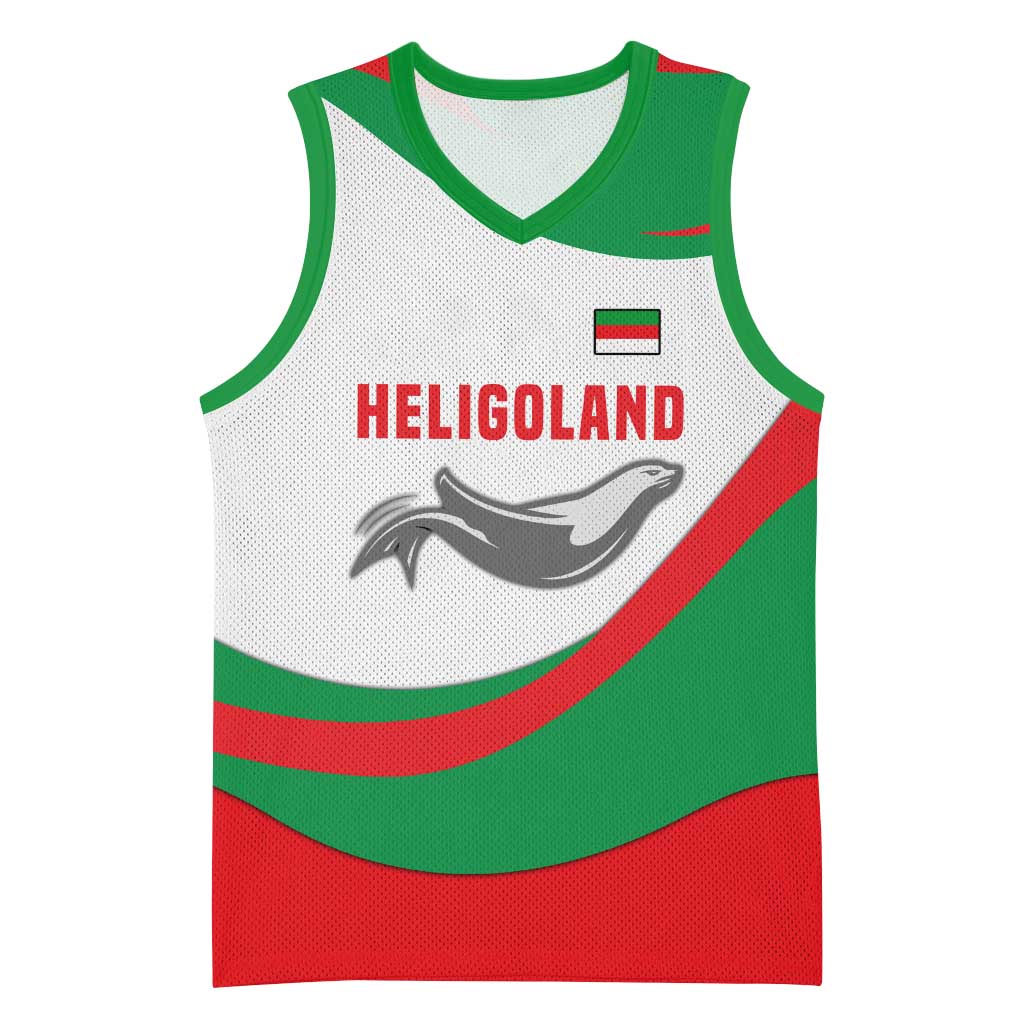 Germany Heligoland Basketball Jersey with Seal Graphic and Red Green Wave Nature - Wonder Print Shop