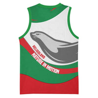 Germany Heligoland Basketball Jersey with Seal Graphic and Red Green Wave Nature - Wonder Print Shop