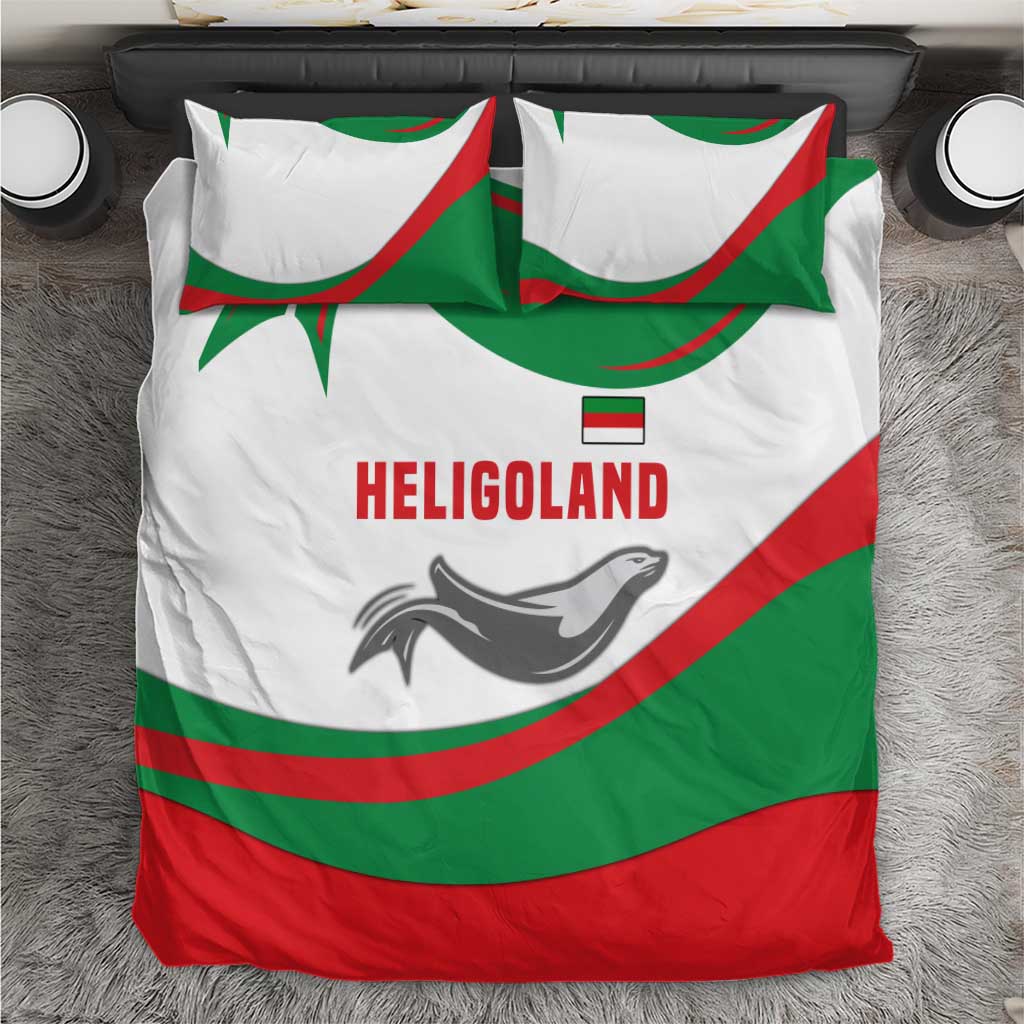 Germany Heligoland Bedding Set with Seal Graphic and Red Green Wave Nature - Wonder Print Shop