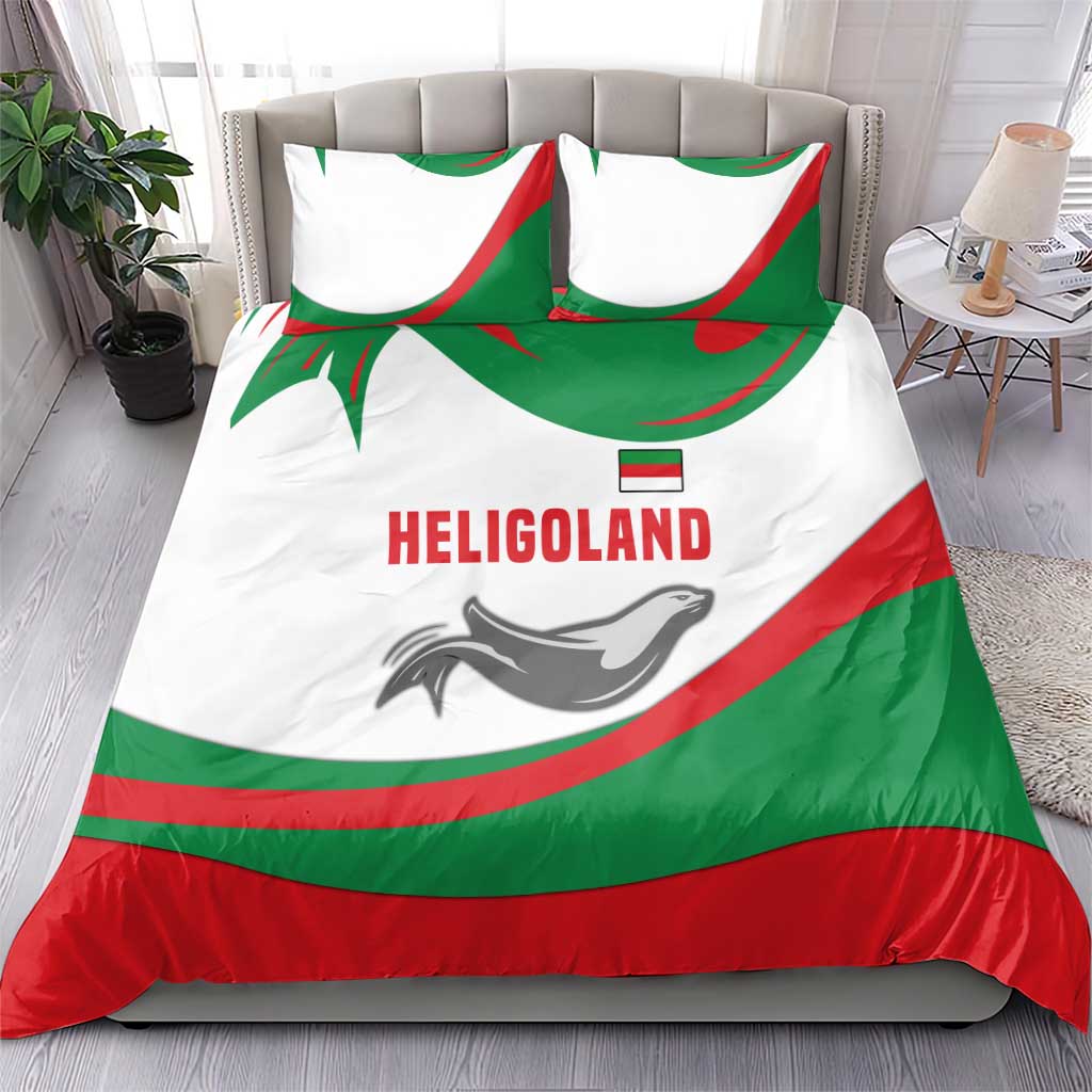 Germany Heligoland Bedding Set with Seal Graphic and Red Green Wave Nature - Wonder Print Shop