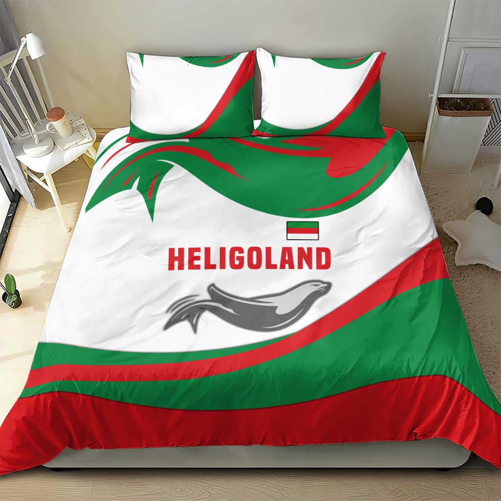 Germany Heligoland Bedding Set with Seal Graphic and Red Green Wave Nature - Wonder Print Shop