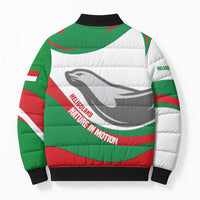Germany Heligoland Bomber Puffer Jacket with Seal Graphic and Red Green Wave Nature - Wonder Print Shop