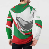 Germany Heligoland Button Sweatshirt with Seal Graphic and Red Green Wave Nature - Wonder Print Shop
