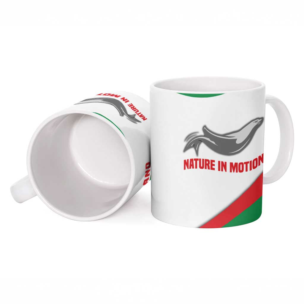 Germany Heligoland Ceramic Mug with Seal Graphic and Red Green Wave Nature - Wonder Print Shop