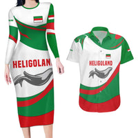 Germany Heligoland Couples Matching Long Sleeve Bodycon Dress and Hawaiian Shirt with Seal Graphic and Red Green Wave Nature - Wonder Print Shop