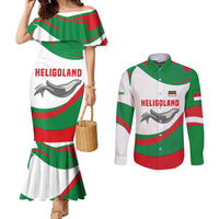 Germany Heligoland Couples Matching Mermaid Dress and Long Sleeve Button Shirt with Seal Graphic and Red Green Wave Nature - Wonder Print Shop