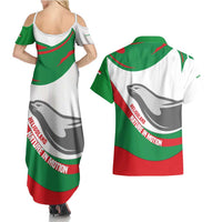 Germany Heligoland Couples Matching Summer Maxi Dress and Hawaiian Shirt with Seal Graphic and Red Green Wave Nature - Wonder Print Shop
