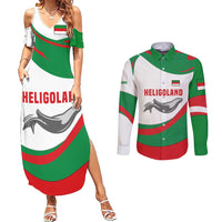 Germany Heligoland Couples Matching Summer Maxi Dress and Long Sleeve Button Shirt with Seal Graphic and Red Green Wave Nature - Wonder Print Shop