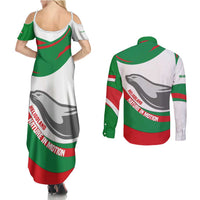 Germany Heligoland Couples Matching Summer Maxi Dress and Long Sleeve Button Shirt with Seal Graphic and Red Green Wave Nature - Wonder Print Shop