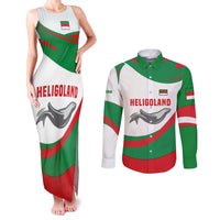 Germany Heligoland Couples Matching Tank Maxi Dress and Long Sleeve Button Shirt with Seal Graphic and Red Green Wave Nature - Wonder Print Shop