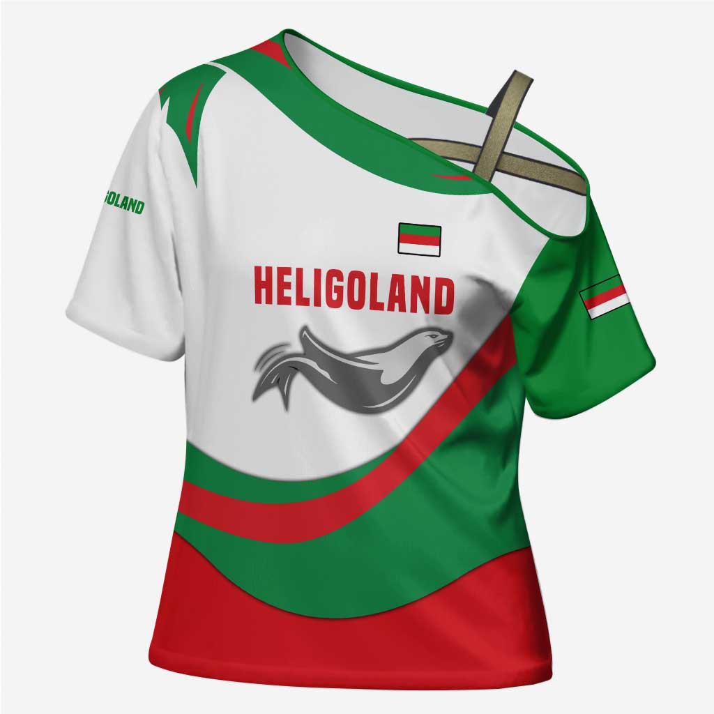 Germany Heligoland Cross Shoulder Shirt with Seal Graphic and Red Green Wave Nature - Wonder Print Shop