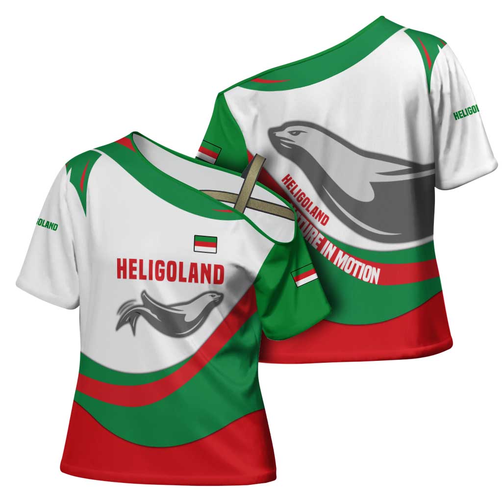 Germany Heligoland Cross Shoulder Shirt with Seal Graphic and Red Green Wave Nature - Wonder Print Shop