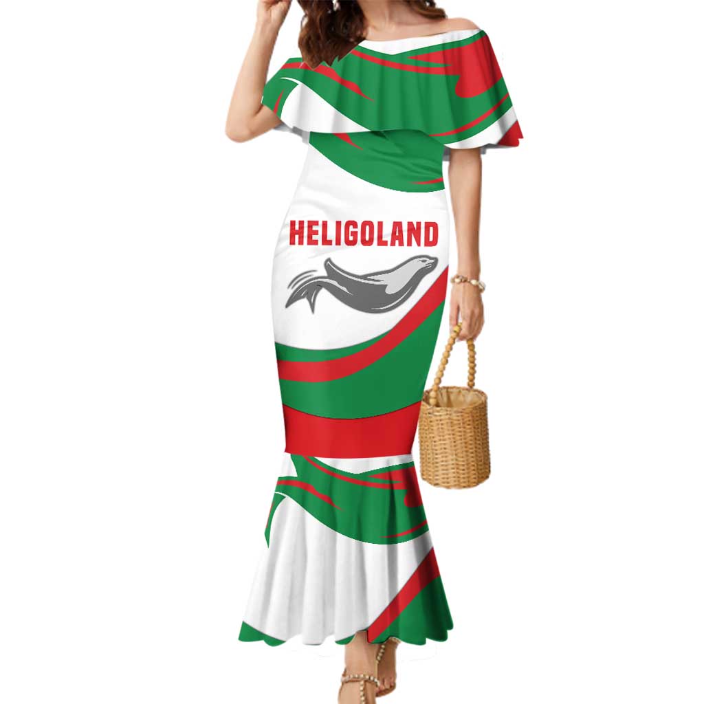 Germany Heligoland Family Matching Mermaid Dress and Hawaiian Shirt with Seal Graphic and Red Green Wave Nature - Wonder Print Shop